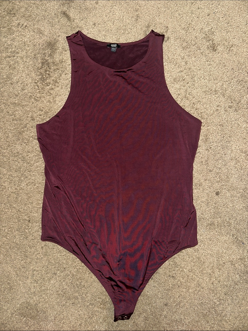 Express Women's Burgundy Sleeveless Bodysuit